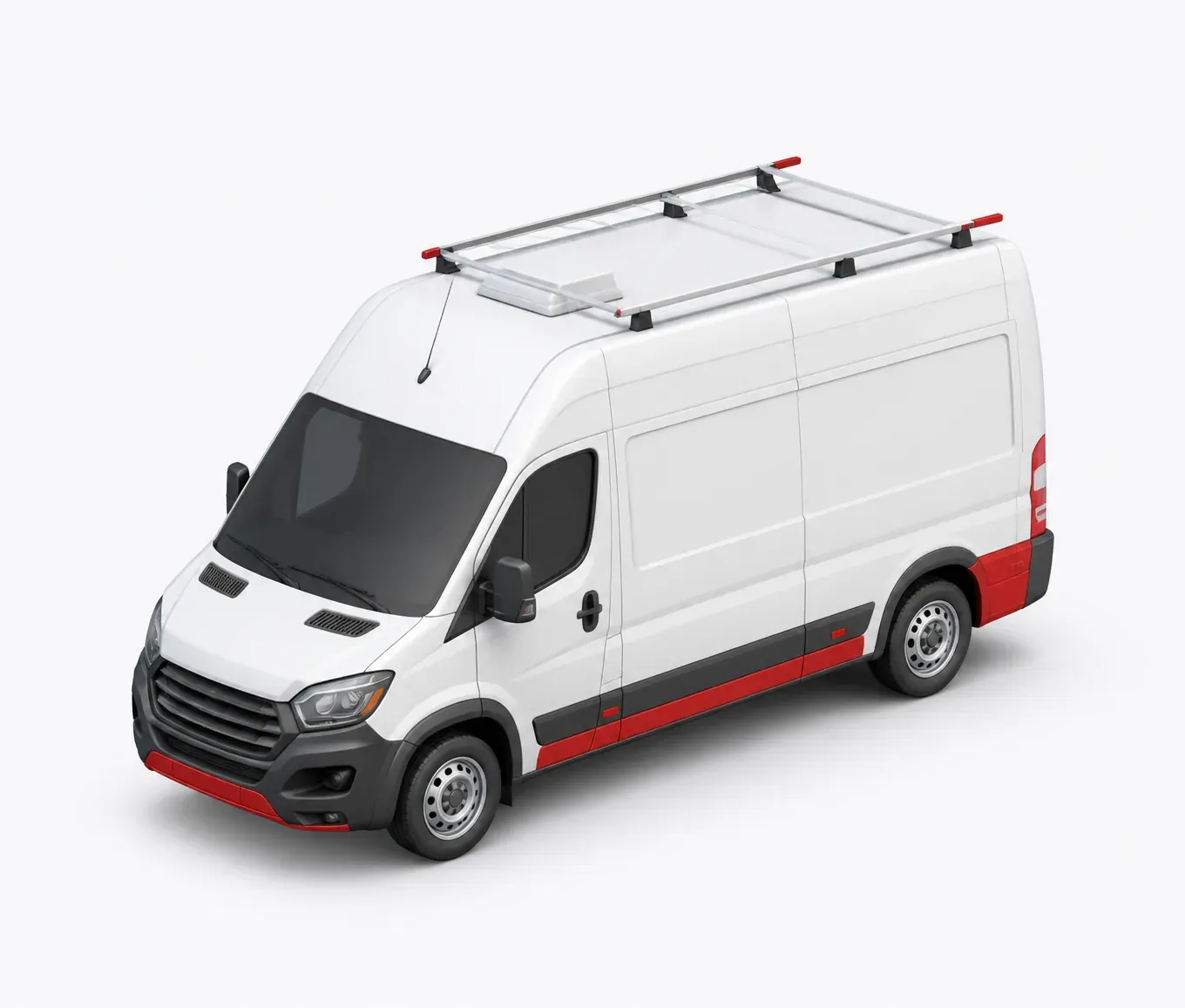 White cargo van with red accents
