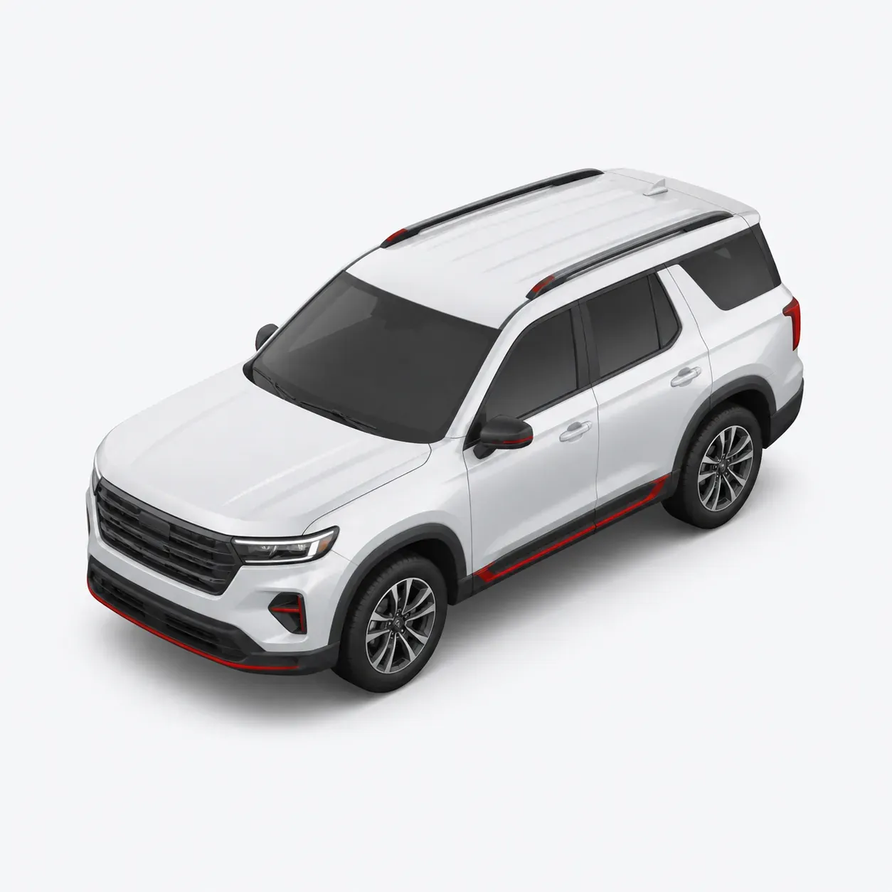 White corporate fleet SUV with red accents