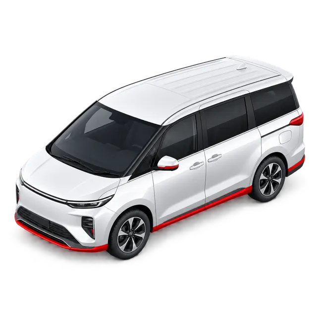 White passenger transport vehicle with FleetXTribe red accents